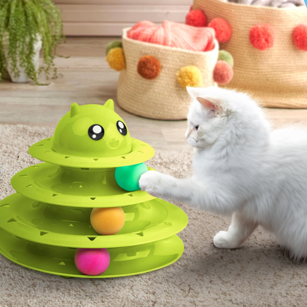 Cat tower fun roller interactive with cat