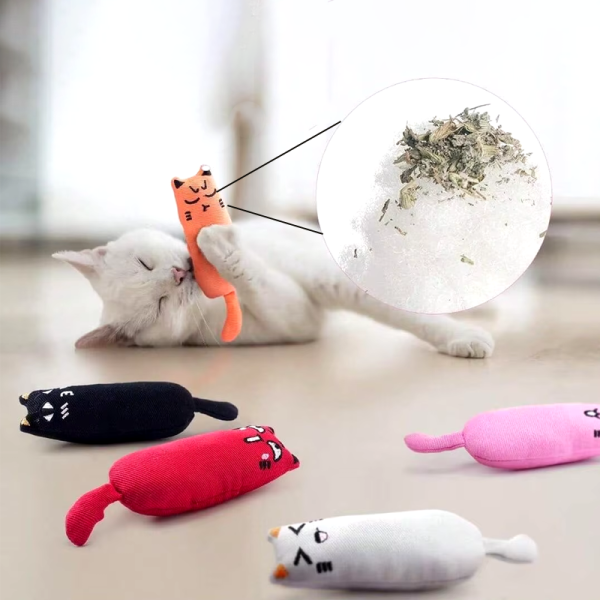 Catnip plush toys with cat