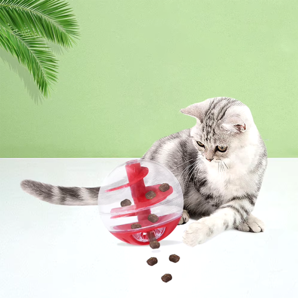 Play and reward cat treat dispensing ball with treats